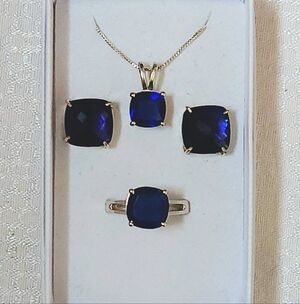 Silver And Blue Sapphire Jewelry Set